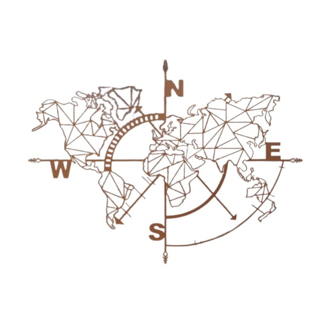 Wanddekoration World Map Compass