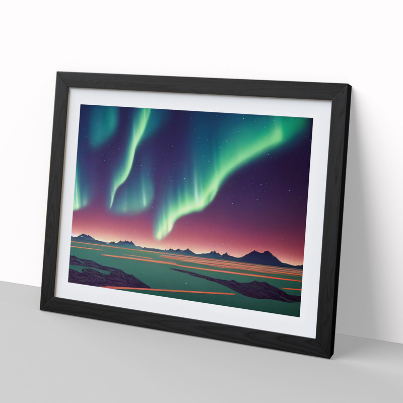 Awe Inspiring Northern Lights - Single Picture Frame Print, Black Framed, 25cm H x 34cm W x 2cm D