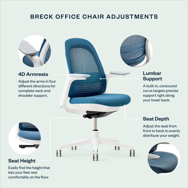 Haworth Breck Office Chair, Stone, White