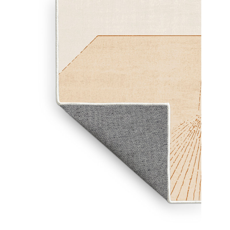 Tapis beige lavable à la machine Abaokoro, 6 x 9