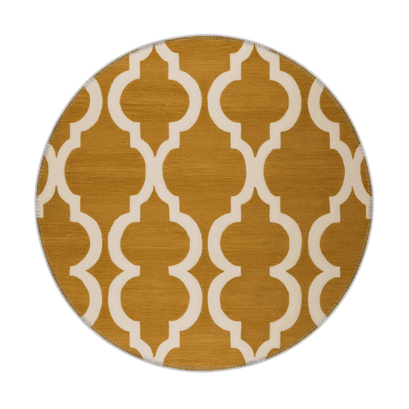 Tapis brun intérieur et extérieur Trellis, Rond 5 pi
