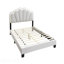1 tête de lit double en tissu de laine à motif floral avec cadre de lit plateforme entièrement rembourré à DEL-234280015-234280012