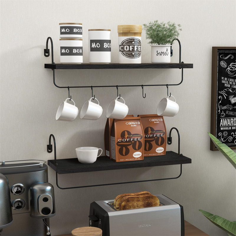 Protaras 2 Piece Floating Shelf, Black
