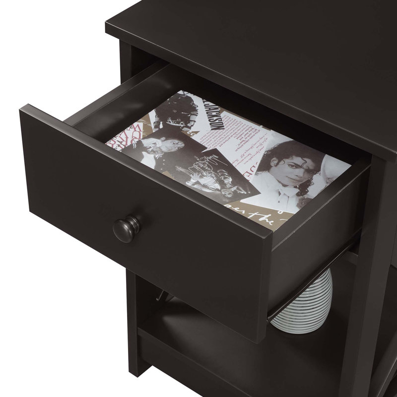 Darek End Table with 1 Drawer and Shelf, Espresso