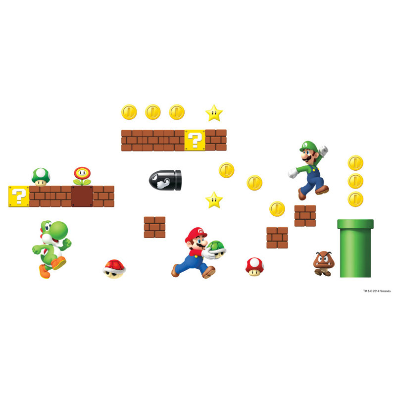 Décalcomanie murale super mario 45 pièces Nintendo