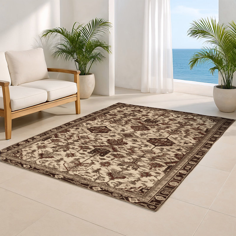 ArtDeco Brown Indoor and Outdoor Area Rug, Rectangle 4' x 6'