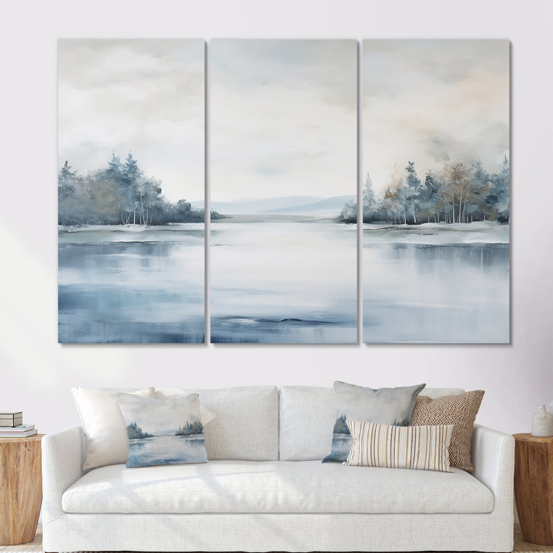 «Scandinavian Lake Tranquility I - River», ensemble de reproduction d'art mural, Toile tendue, H 32 po x l 48 po x P 1 po