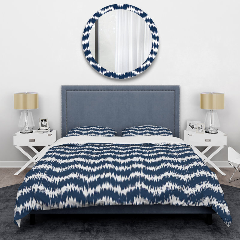 Blue Ikat Ornament - Ensemble de housse de couette à motif, Housse de couette simple + 1 taie décorative stan