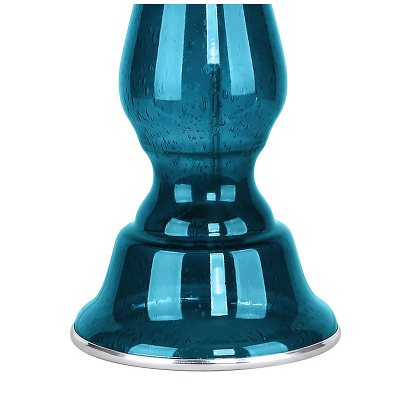 Prager Glass Table Lamp, Turquoise Blue Seeded Glass