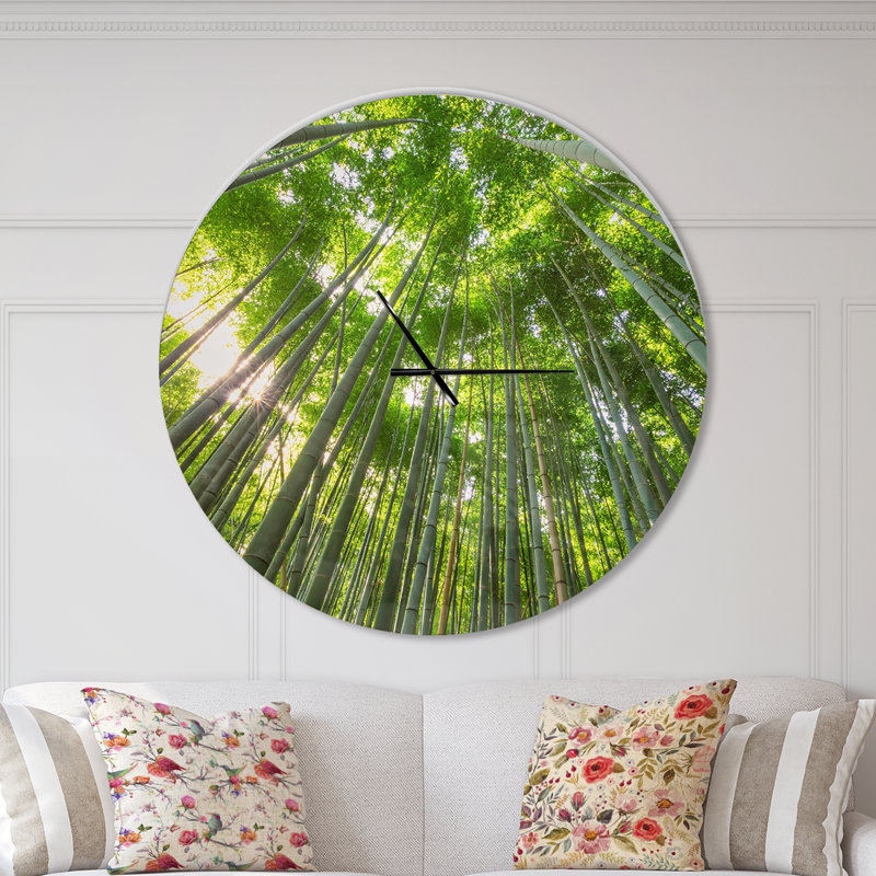Pics de bambou dans la forêt de Kyoto - Horloge murale moderne, Surdimensionné