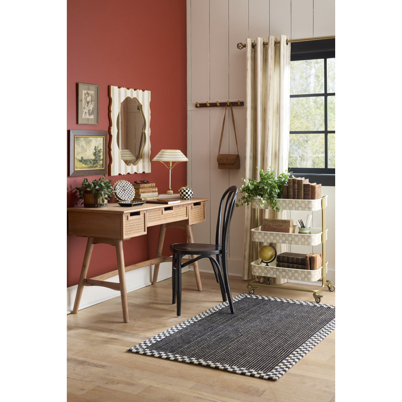 Courtly Check 3-Tier Kitchen Cart, Black/White, Black