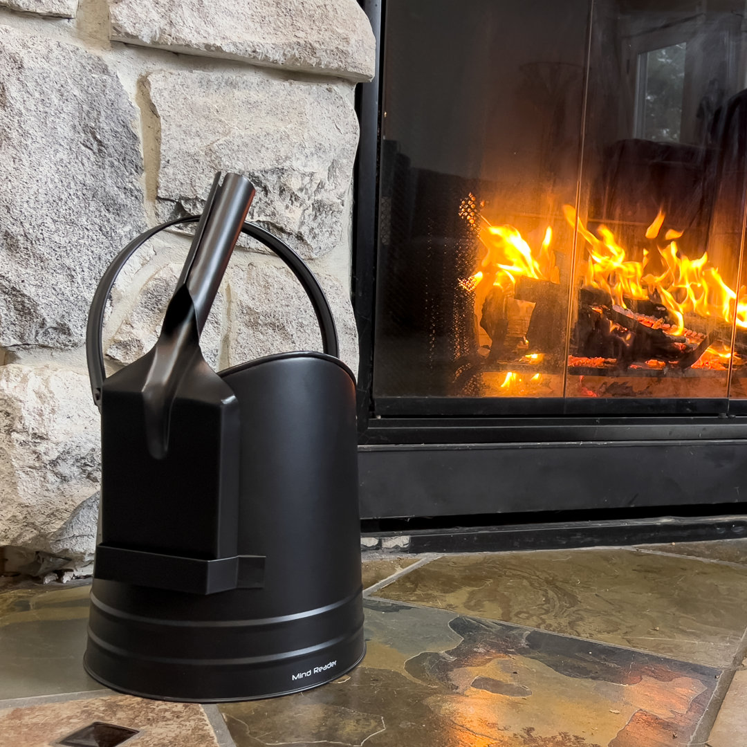  Fireplace Ash Bucket and Shovel, Wood Stove, Fireplace Accessories, Metal, 10"L x 10"W x 11.25"H, 2 Pieces The Twillery Co.®