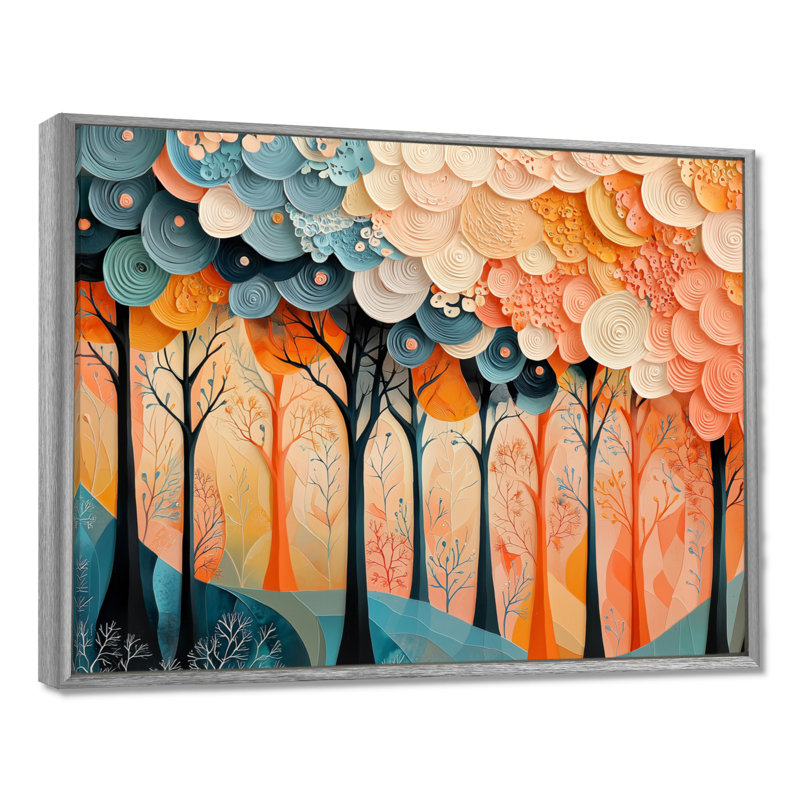 Forest Trees Dream Fragments Forest I - art mural forêt, H 30 po x l 40 po, Impression encadrée flottante, Argent argent