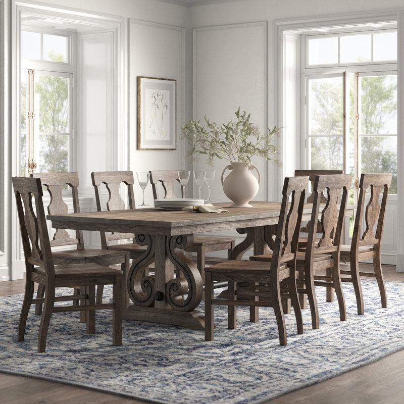 Heneretta 8 - Person Extendable Trestle Dining Set