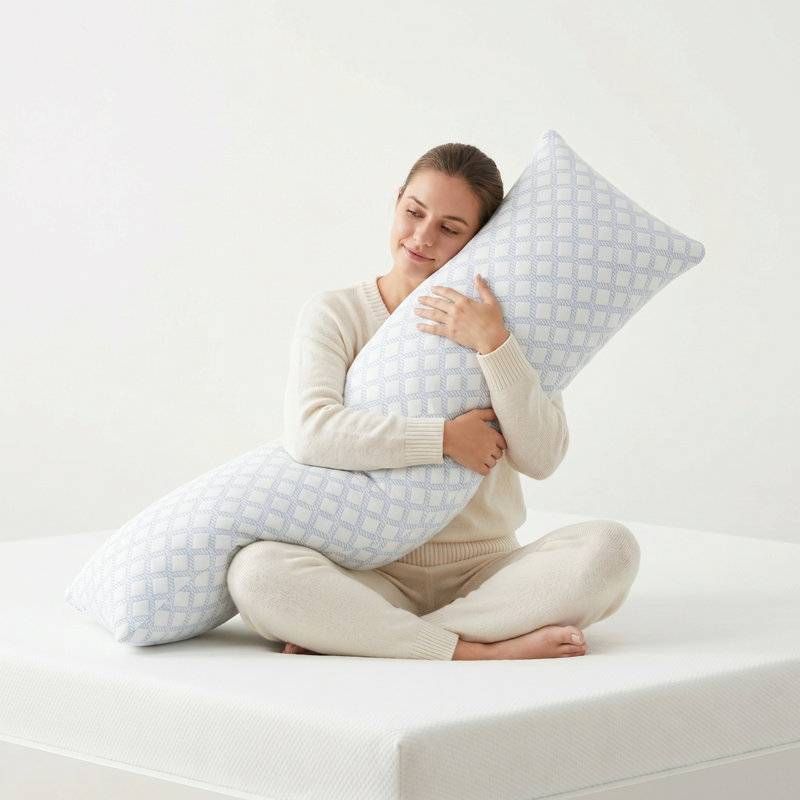 Lavish Home Memory Foam Body Pillow - Stay Cool Cover Provides Cooling Relief for Side, Stomach, Back Sleepers, and Pregnant Women