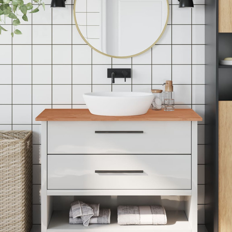 Mondeja 100cm Solid Wood Bathroom Vanity Top, Brown