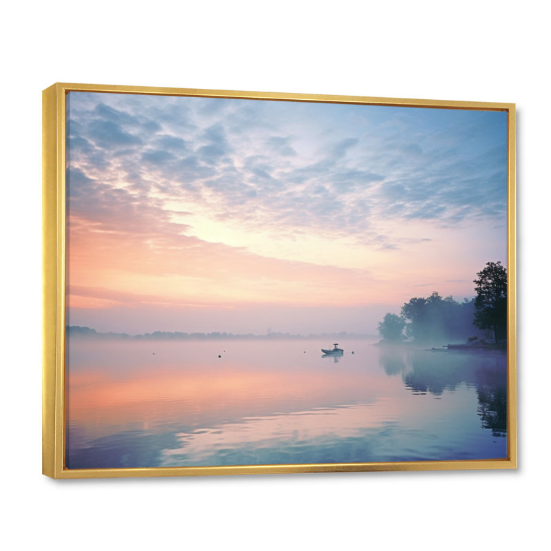 «Misty Morning Sky I» sur toile, Cadre flottant doré, H 12 po x l 20 po x P 1 po