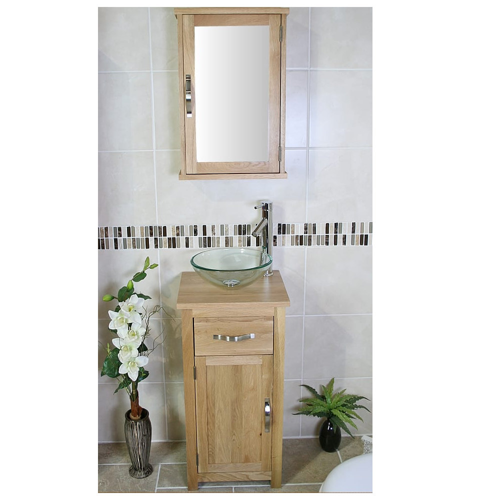 Cox Compact Solid Oak 400mm Free-Standing Single Vanity Unit