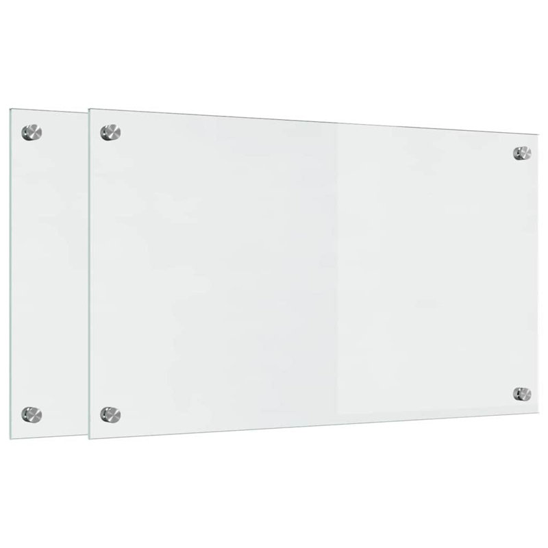 Vidaxl Kitchen Backsplash White 80 X 40 Cm Tempered Glass, Transparent, 40cm H x 70cm W