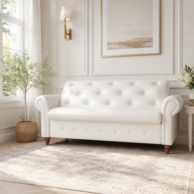 Banc de rangement touffeté en velours avec accoudoirs roulés, assemblage à brancher