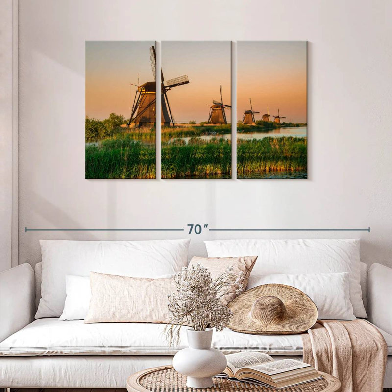 Alvord Windmills At Kinderdijk, H 28 po x l 45 po