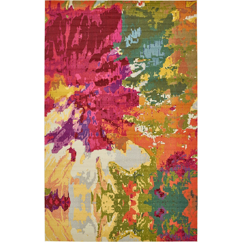 Tapis rose / vert Rizer, Rectangle 10 pi 6 po x 16 pi 5 po