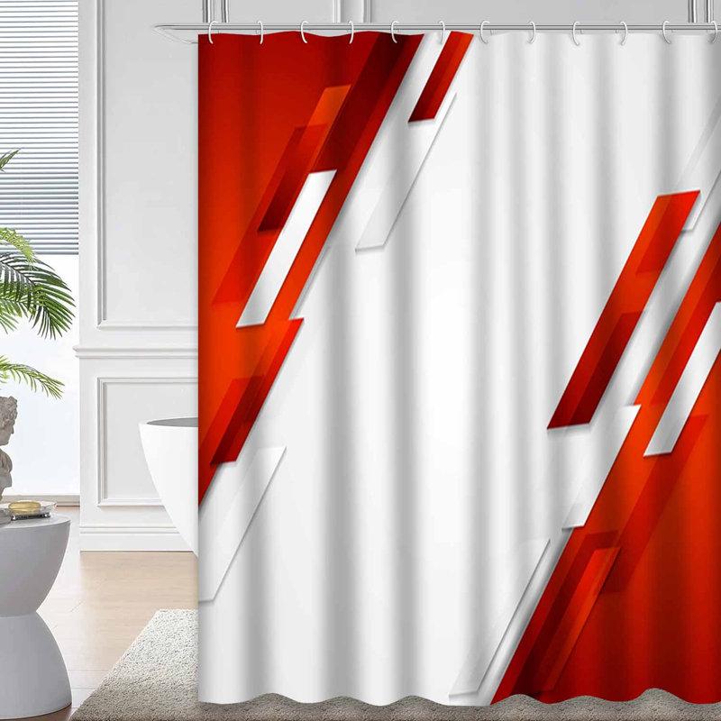 Rideau de douche Red Shiny Tech Abstract Line, L 72 po x l 84 po