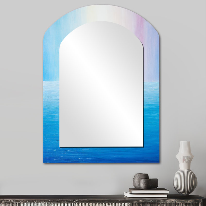 «Blue Spectral Solitude», miroir mural décoratif à formes abstraites, miroir asymétrique moderne, impression d'art en métal