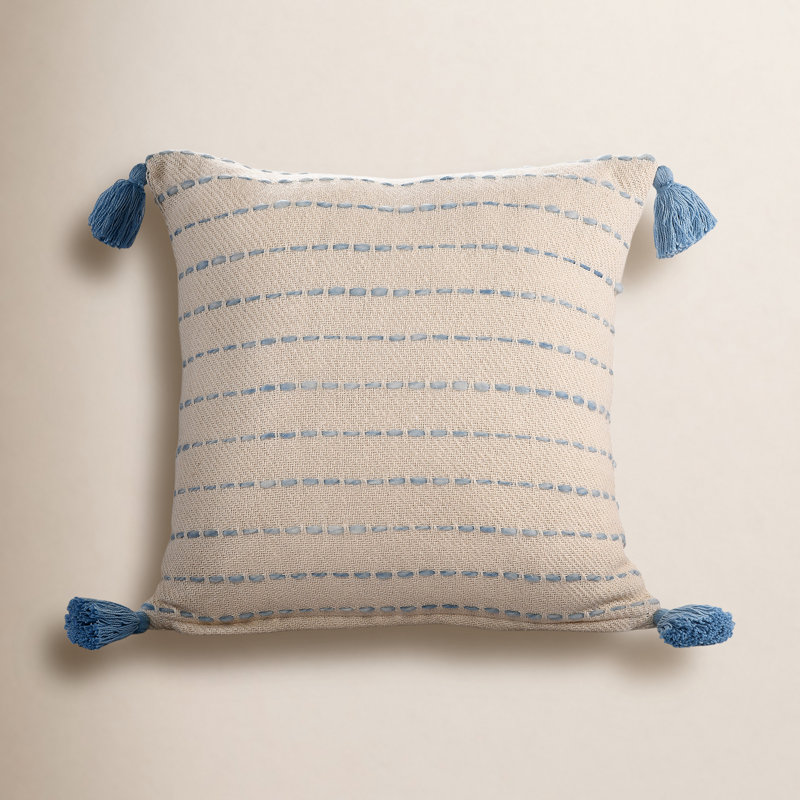 Housse de coussin Hainsly, Bleu / ivoire naturel, Housse de coussin seulement - sans coussin