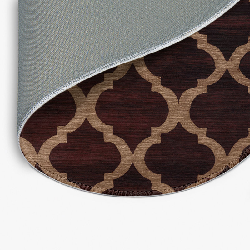 Trellis Black Indoor and Outdoor Area Rug, Round 5'