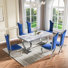 Ensemble de table de salle à manger de luxe 7 pièces avec plateau en faux marbre de 6,70 po avec base en U en métal pour la cuisine et la salle à manger