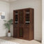 Buffet modulaire en noyer brun pour salle à manger - Bar à vin de grande capacité avec rangement élégant et fonctionnel-1993135504