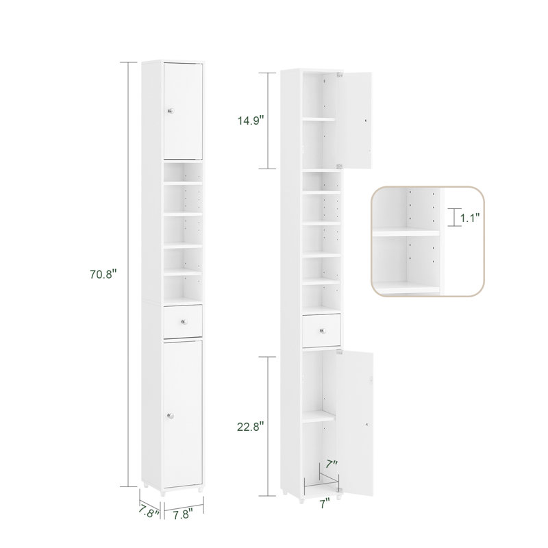White Tall MDF Cabinet with Adjustable Shelving