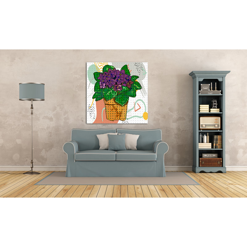 " Boho Flowers 166 " Painting Print, 48" H x 48" W x 1.5" D