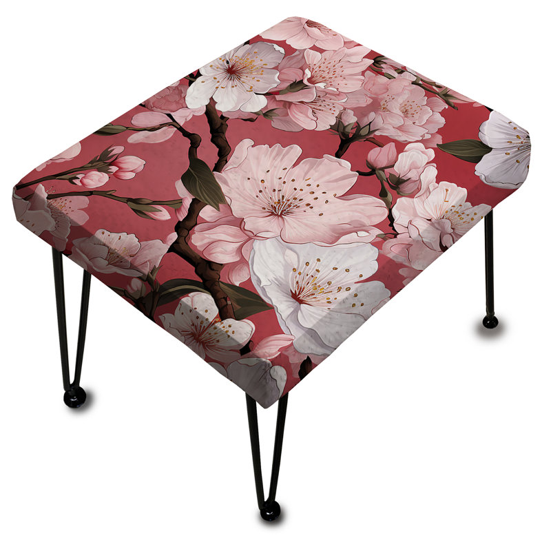 Repose-pieds rose avec fleurs japonaises Sakura