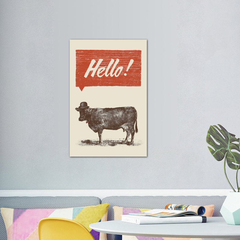 Hello, impression sur toile tendue, H 40 po x l 26 po x P 1,5 po, Pas de tapis, Toile tendue
