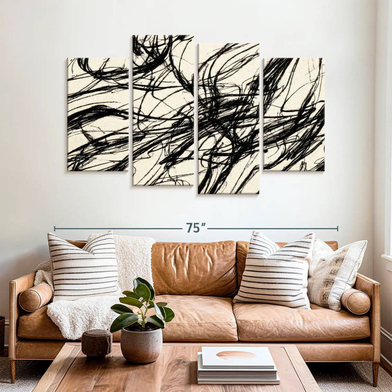 Avery Abstract Black Threads, 42" H x 68" W