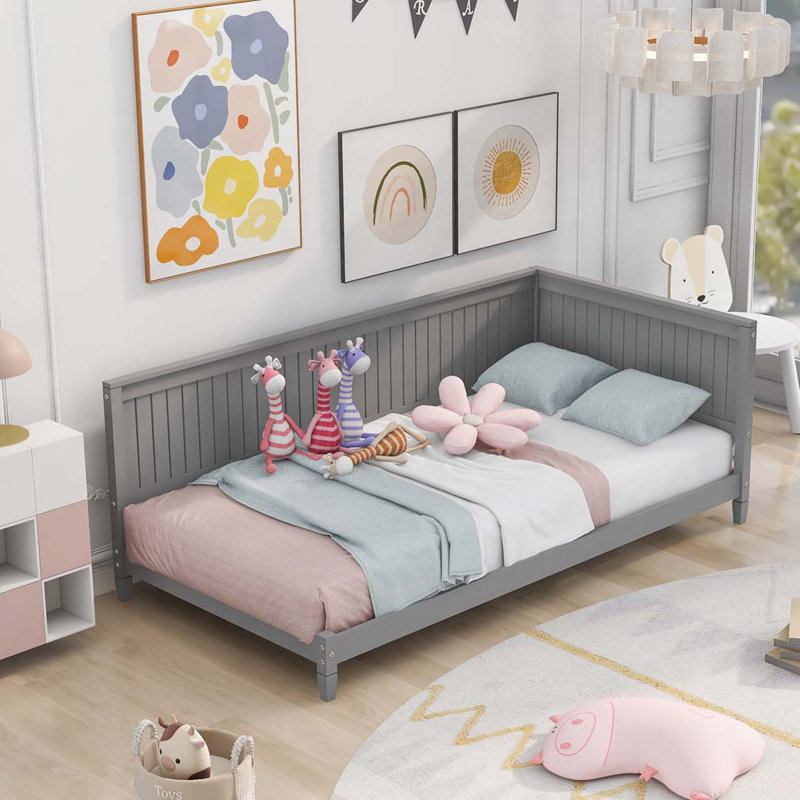 L-Shape Wood Daybed,Sofa Bed, Gray, Twin