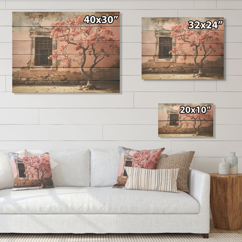 Rose, photographie, simplicité, arbre, art mural sur bois de pin naturel, H 24 po x l 32 po