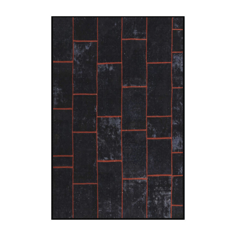 Tapis de zone rouge/noir contemporain, Rectangle 7 pi x 10 pi