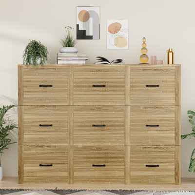 Full Size Storage Murphy Bed with Drawer, and Built-in Charger, Farmhouse Murphy Bed Space-Saving Hidden Foldable Platform Bed Chest Mobile Cabinet Bed Frame Storage Cabinet with USB Ports for Bedroom, Guest Room,Natural