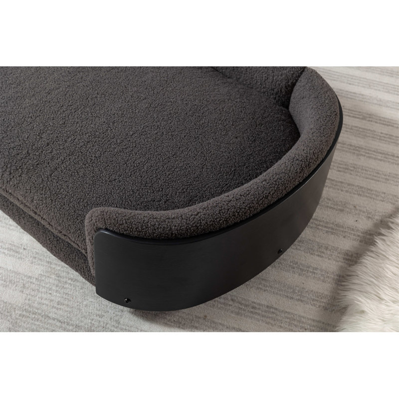 Canapé pour chien en bois massif Inira, L 30,7 po x P 20,08 po x H 9,85 po, Gris foncé / Noir