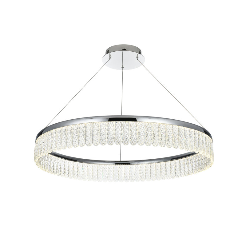 Yiana Dimmable LED Round / Oval Chandelier, Chrome, 4.5" H x 32" W x 32" D