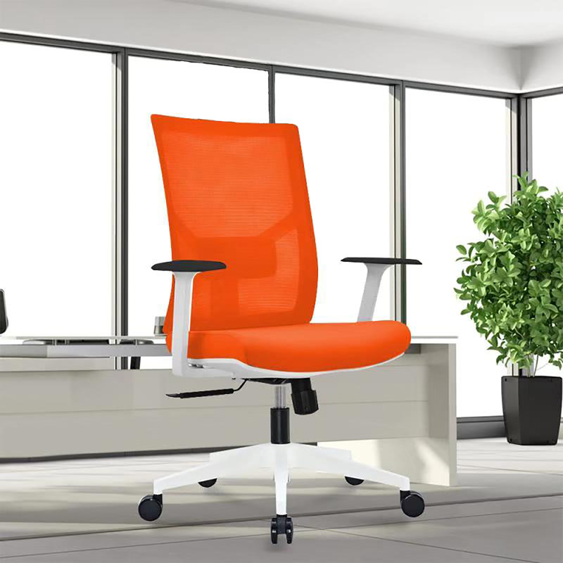 Chaise de bureau ergonomique Marlowe, Pas de repose-tête, Blanc, Orange
