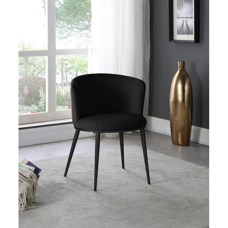 Chaise en velours Skylar, Velours noir, Noir mat