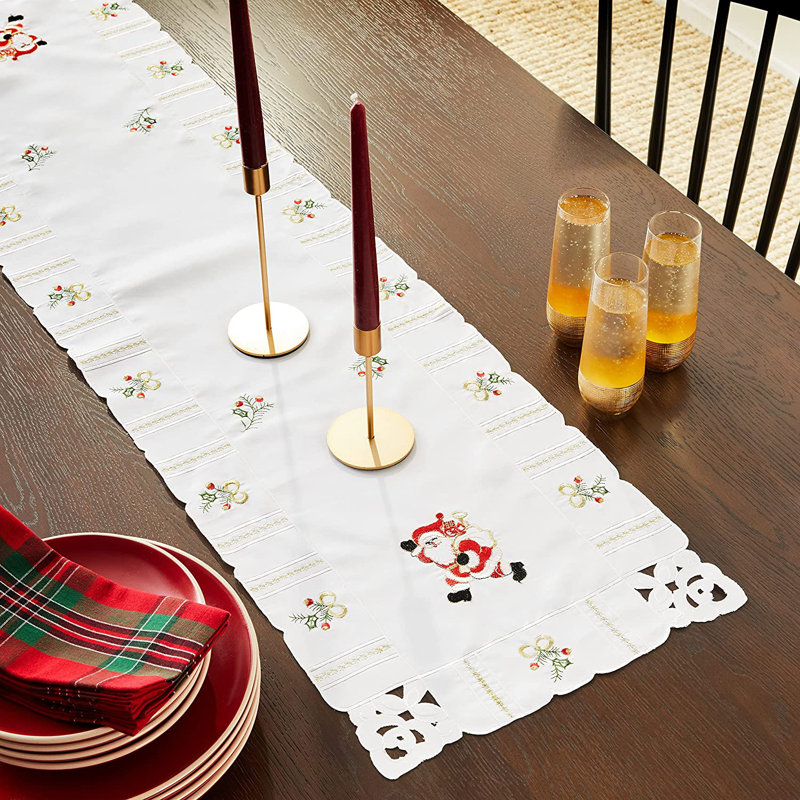 Chemin de table père noël Pulver, L 34 po x l 14 po, Blanc