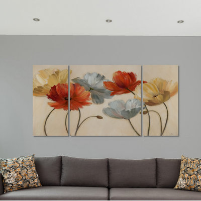 Palette de coquelicot revisitée - 3 pièces sur toile
