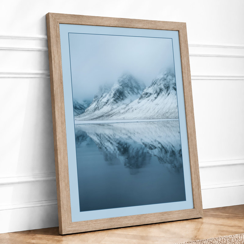Mountain Reflected Minimalist - Print, A1 - 84.1 x 59.4 cm, Oak