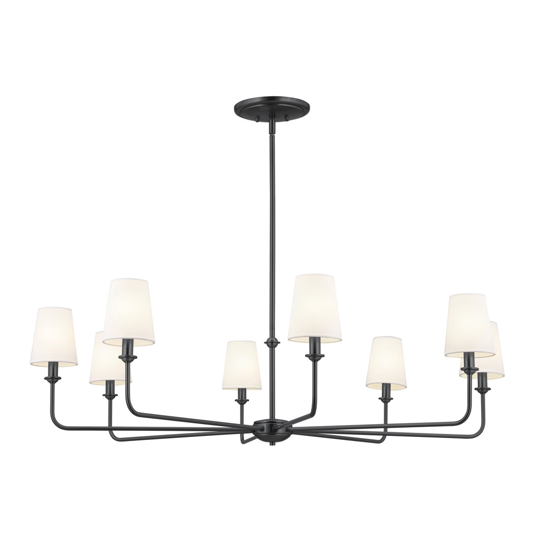  Classic 8 Light Chandelier with White Linen Shades Kichler Lighting 