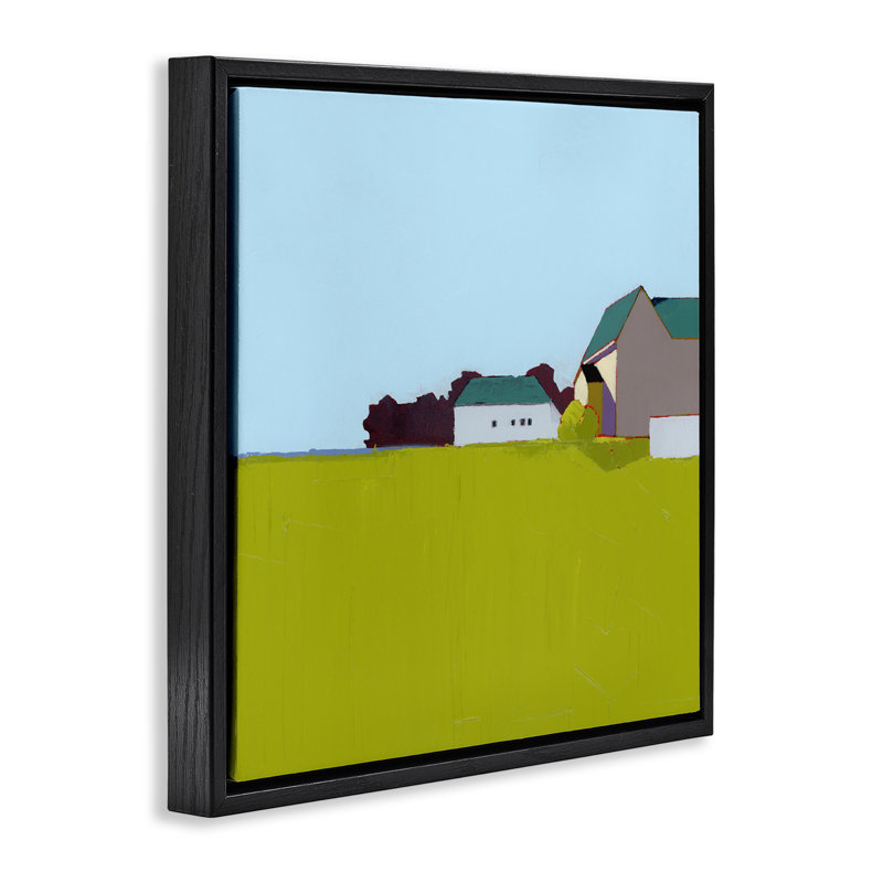 Cadre flottant Spring Morning Farm Land, design par Ruth LaGue, Cadre flottant noir de jais, H 18 po x l 18 po